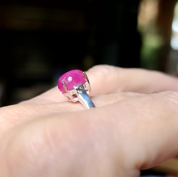 Star Ruby Sterling & Gold solitaire ring sz7 - Picture 6 of 12